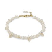 Pearl Charm Anklet with Crystals [18K Gold Vermeil]