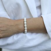 Armband aus Perlen mit gravierten Ringen [Sterlingsilber]