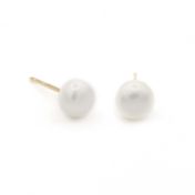 Pearl Button Earrings [10K Gold]