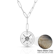 Compass Initials Necklace with Nano Bible [Sterling Silver] 