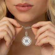Compass Initials Necklace with Nano Bible [Sterling Silver] 