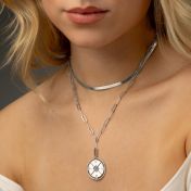 Compass Initials Necklace with Nano Bible [Sterling Silver] 