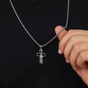 Klassische Kreuz Kette für Herren mit Gravur - Sterlingsilber