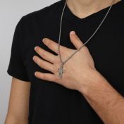 Klassische Kreuz Kette für Herren mit Gravur - Sterlingsilber