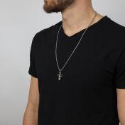 Klassische Kreuz Kette für Herren mit Gravur - Sterlingsilber