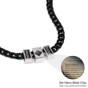 Personalisierte Schwarze Kubanische Kette mit Nano Bibel
