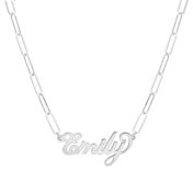 Paperclip Stijl Glam Naam Halsketting [Sterling Zilver]