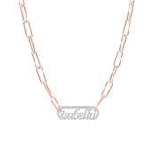 Collier Prénom de Chaîne Trombone [Argent 925 / Chaîne en Plaqué Or Rose 18ct]