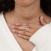 Collier Prénom de Chaîne Trombone [Argent 925 / Chaîne en Plaqué Or Rose 18ct]