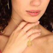 Schneeflocke Kreis Kette mit Gravur [750er vergoldet]