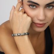 Picasso Jasper Women Name Bracelet with 0.30 ct Diamond [Sterling Silver]