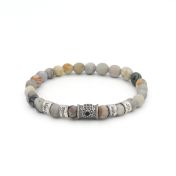 Picasso Jaspis Hamsa Armband mit Gravur für Damen [Sterlingsilber]