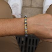Bracelet Jaspe Picasso avec Prénoms pour Homme [Argent 925]