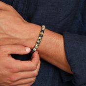 Picasso Jasper Men Name Bracelet with 1 ct Diamond [18K Gold Vermeil]