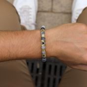 Picasso Jasper Men Name Bracelet with 1 ct Diamond [18K Gold Vermeil]
