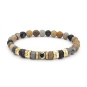 Picasso Jasper Men Name Bracelet with 1 ct Diamond [18K Gold Vermeil]