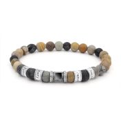 Herrenarmband aus Picasso Jasper mit Gravur und Nano-Bibel