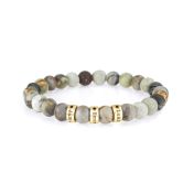 Picasso Jasper Men Name Bracelet with Diamonds - 18K Gold Vermeil