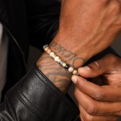 Bracelet Jaspe Picasso avec Prénoms pour Homme - Vermeil 18ct 