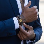 Picasso Jasper Silhouette Map Men Bracelet [14 Karat Gold]