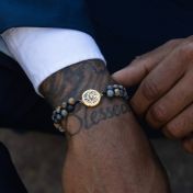 Picasso Jasper Silhouette Map Men Bracelet [14 Karat Gold]