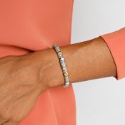 Bracelet Jaspe Picasso Prénom avec Tulipe pour Femme - Cristal Blanc [Argent 925] 