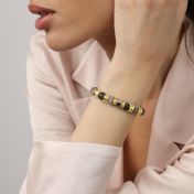 Damenarmband aus Picasso Jasper mit Gravur und Nano-Bibel [750er Gold Vermeil]