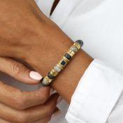 Damenarmband aus Picasso Jasper mit Gravur und Nano-Bibel [750er Gold Vermeil]