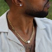 Cuban Link Chain with Iced Charms - 18K Gold Plated