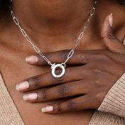 Collier Cercle Emma [Maille Trombone / Argent 925] - avec Charms Gravés