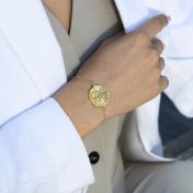 Precious Spot Engraved Map Bracelet [14 Karat Gold]