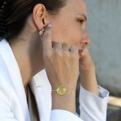 Beliebter Ort Gravierte Karte Armband [750er Gold Vermeil]