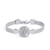 Beliebter Ort Graviertes Kartenarmband mit Milanaise Kette [Sterlingsilber]