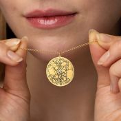 Precious Spot Engraved Map Necklace [14 Karat Gold]