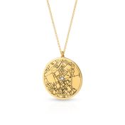 Precious Spot Engraved Map Necklace [14 Karat Gold]