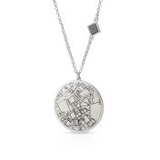 Precious Spot Engraved Map Necklace with Nano Bible [Sterling Silver]