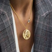 Kostbare Plek Kaart Ketting met Nano Bijbel [18K Goud Vermeil]