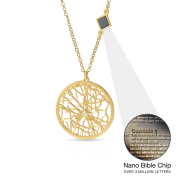 Kostbare Plek Kaart Ketting met Nano Bijbel [18K Goud Vermeil]