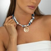 Talisa Scarf Necklace with a Map Charm [18K Gold Plated]