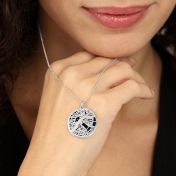 Herinneringen Cirkel Kaart Silhouet Ketting [Sterling Zilver]