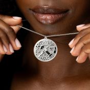 Herinneringen Cirkel Kaart Silhouet Ketting [Sterling Zilver]