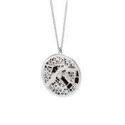 Herinneringen Cirkel Kaart Silhouet Ketting [Sterling Zilver]