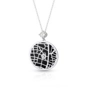 Precious Spot Silhouette Map Necklace With 1 Ct Diamond [Sterling Silver]