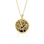 Precious Spot Silhouette Map Necklace with Heart Diamond [18K Gold Plated]