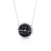 Precious Spot Onyx Map Necklace [Sterling Silver]
