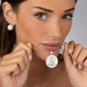 Precious Spot Engraved Map with Diamond [Sterling Silver]