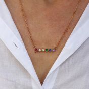Collar Talisa Estrellas Arcoíris Horizontal [Bañado en Oro Rosa]