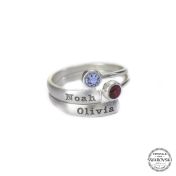 Lichtstrahlen Namens- und Geburtssteinringe [Sterlingsilber]