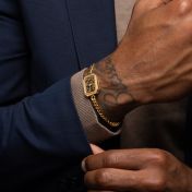 Signature Spot Diamond Map Men Bracelet with Cuban Chain [18K Gold Plated]