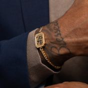 Signature Spot Diamond Map Men Bracelet with Cuban Chain [18K Gold Plated]